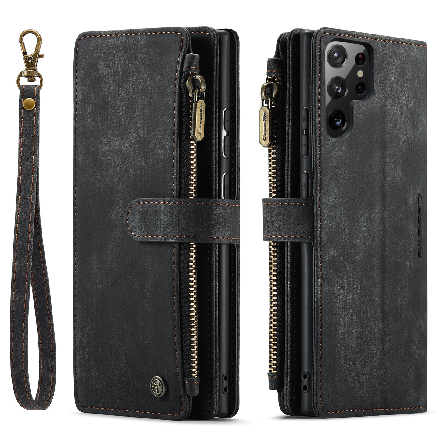 CASEME Multi-card Hand Strap Galaxy S22 Ultra Leather Case