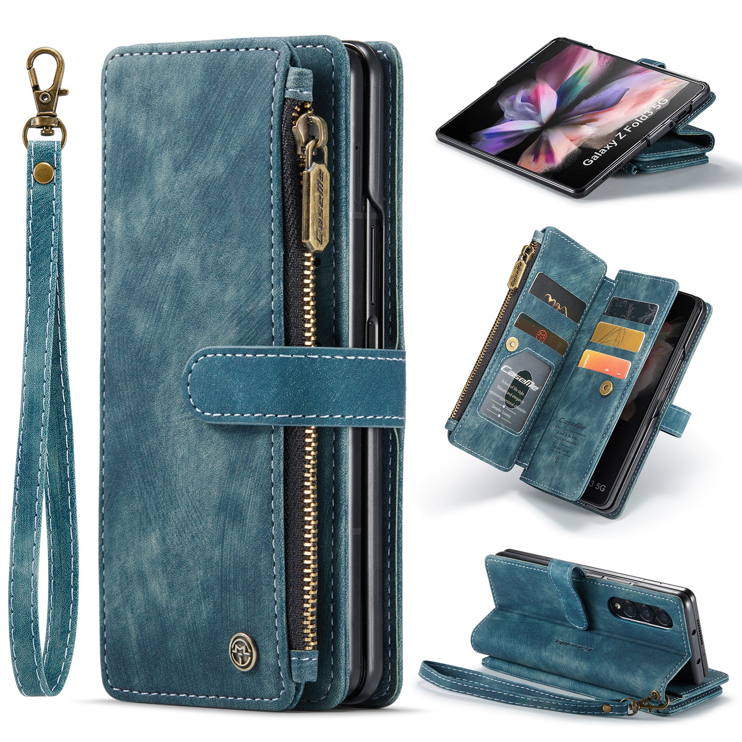 CASEME Multi-card Hand Strap Galaxy Z Fold3 Leather Case