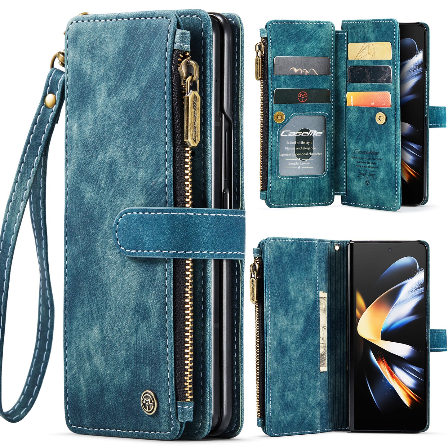 CASEME Multi-card Hand Strap Galaxy Z Fold4 Leather Case