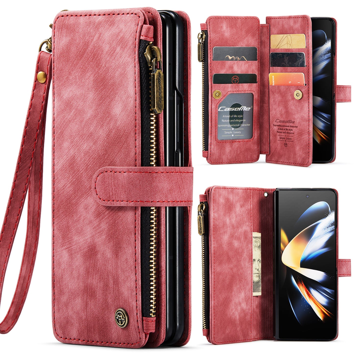 CASEME Multi-card Hand Strap Galaxy Z Fold4 Leather Case