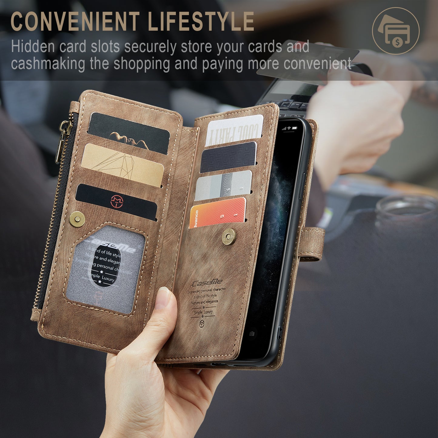 CASEME Multi-card Hand Strap iPhone 11 Leather Case