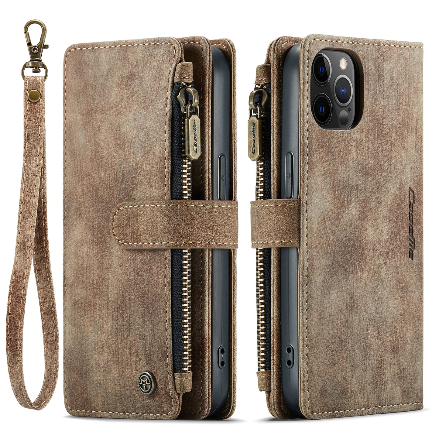 CASEME Multi-card Hand Strap iPhone 12 Mini Leather Case