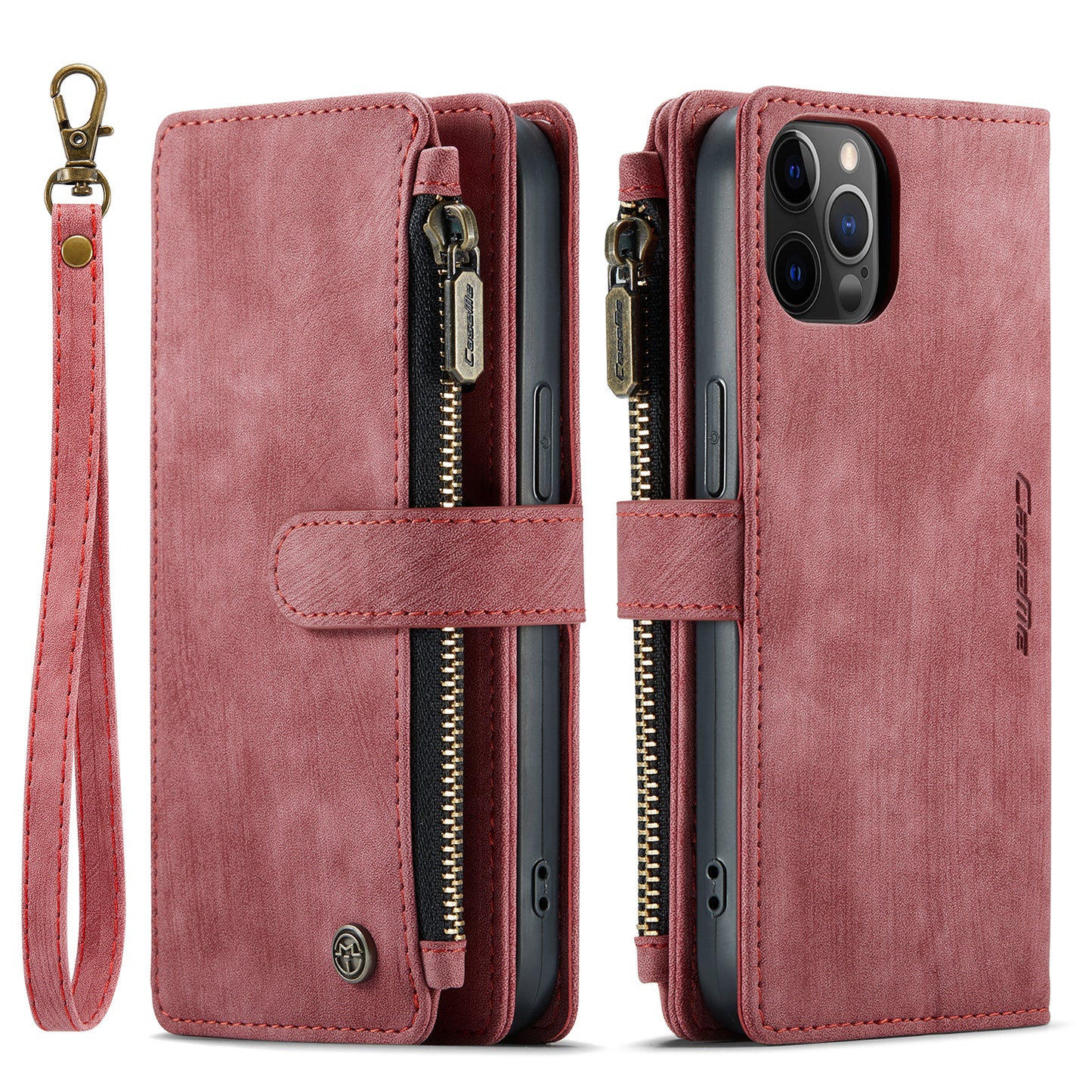 CASEME Multi-card Hand Strap iPhone 12 Mini Leather Case