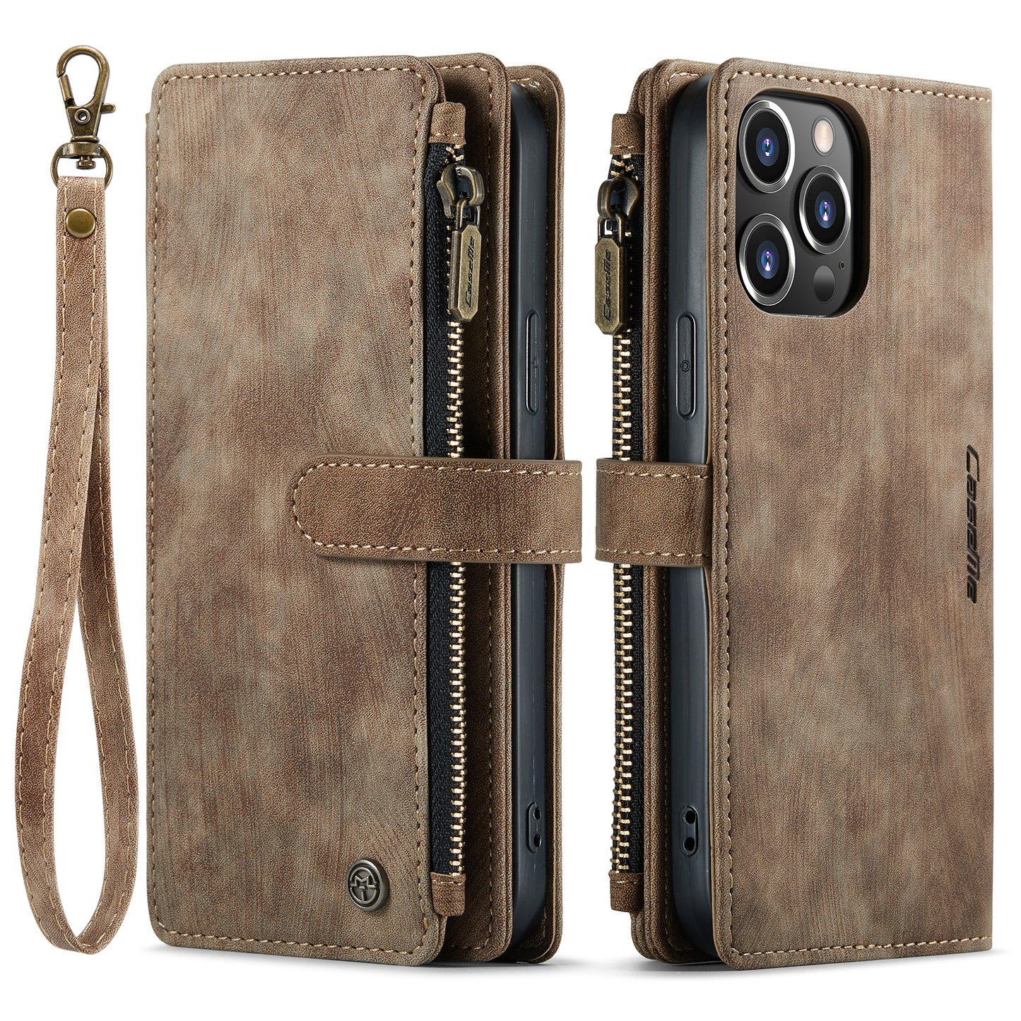 CASEME Multi-card Hand Strap iPhone 13 Pro Max Leather Case