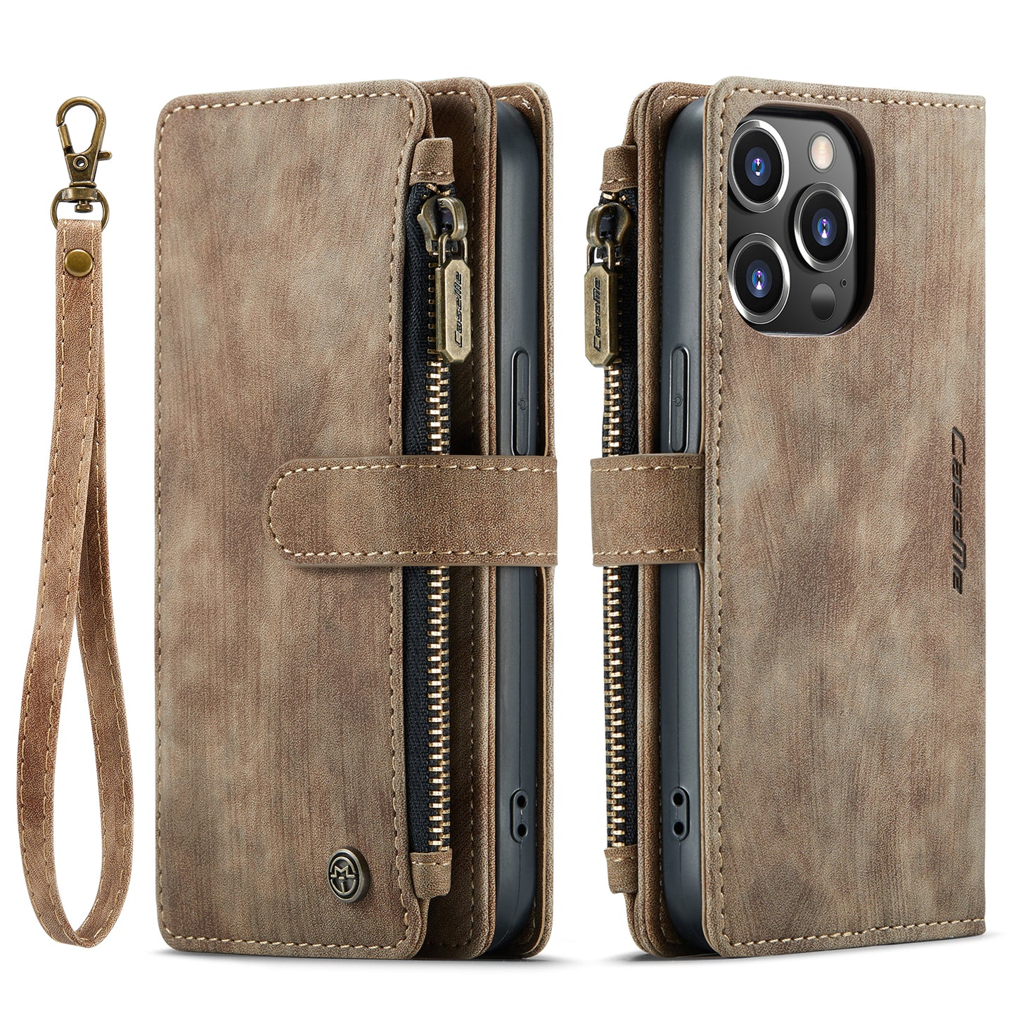 CASEME Multi-card Hand Strap iPhone 13 Pro Leather Case