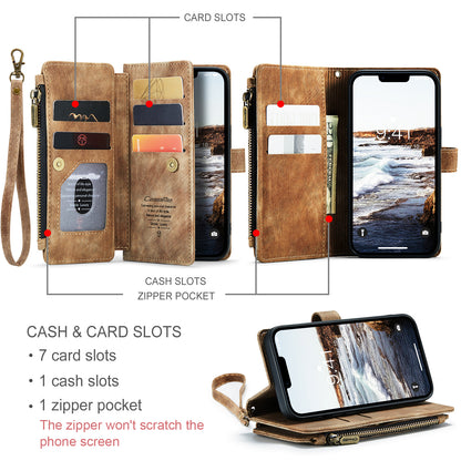 CASEME Multi-card Hand Strap iPhone 14 Leather Case