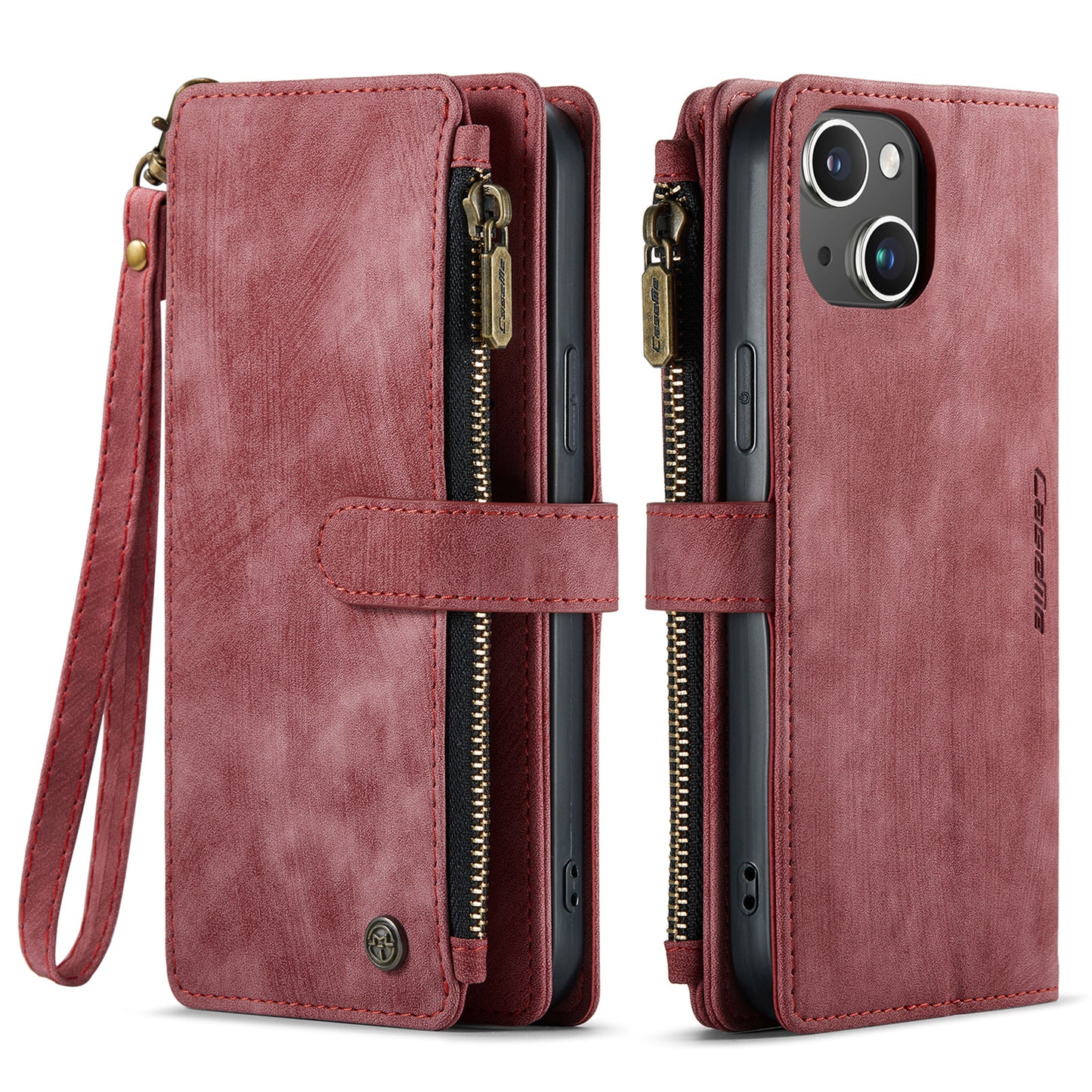 CASEME Multi-card Hand Strap iPhone 15 Plus Leather Case