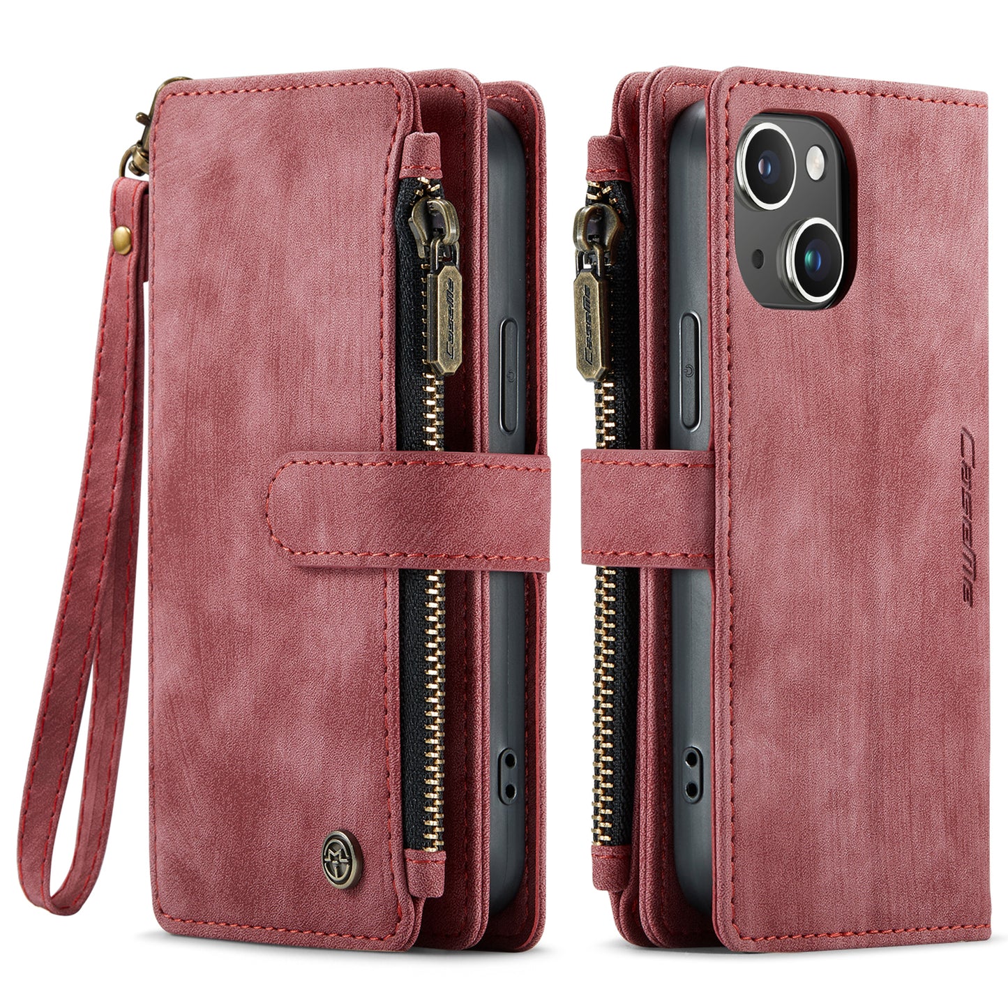 CASEME Multi-card Hand Strap iPhone 15 Leather Case