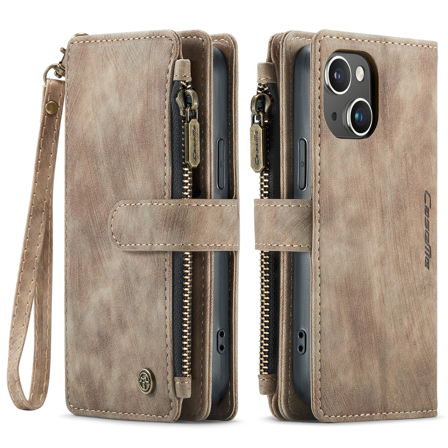 CASEME Multi-card Hand Strap iPhone 15 Leather Case