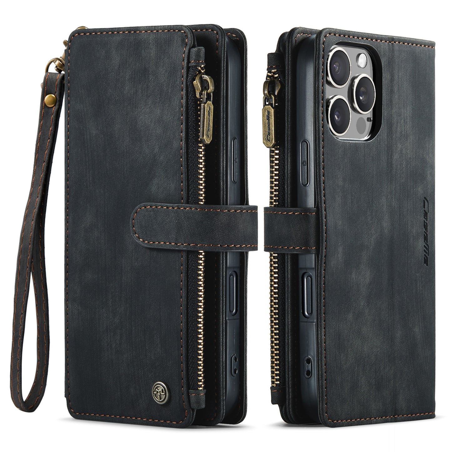 CASEME Multi-card Hand Strap iPhone 16 Pro Max Leather Case