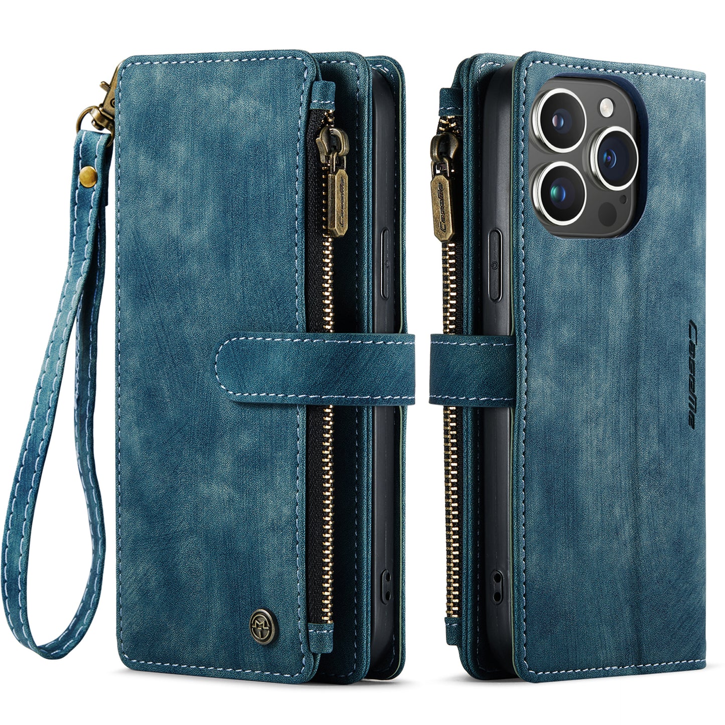 CASEME Multi-card Hand Strap iPhone 15 Pro Max Leather Case