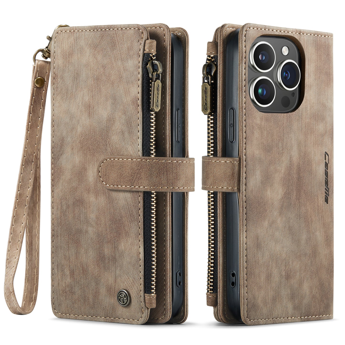 CASEME Multi-card Hand Strap iPhone 15 Pro Max Leather Case