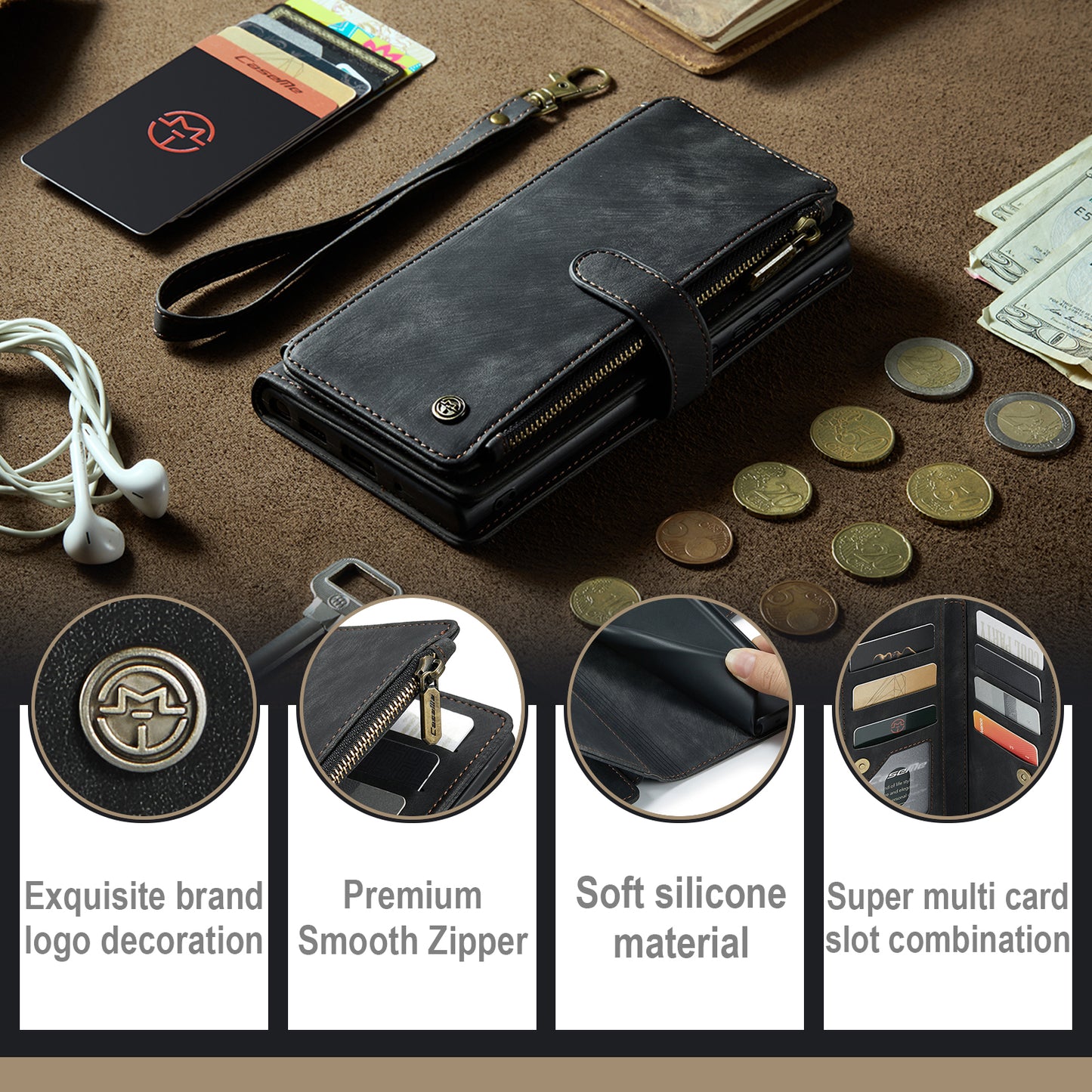 CASEME Multi-card Hand Strap iPhone Xs Max Leather Case