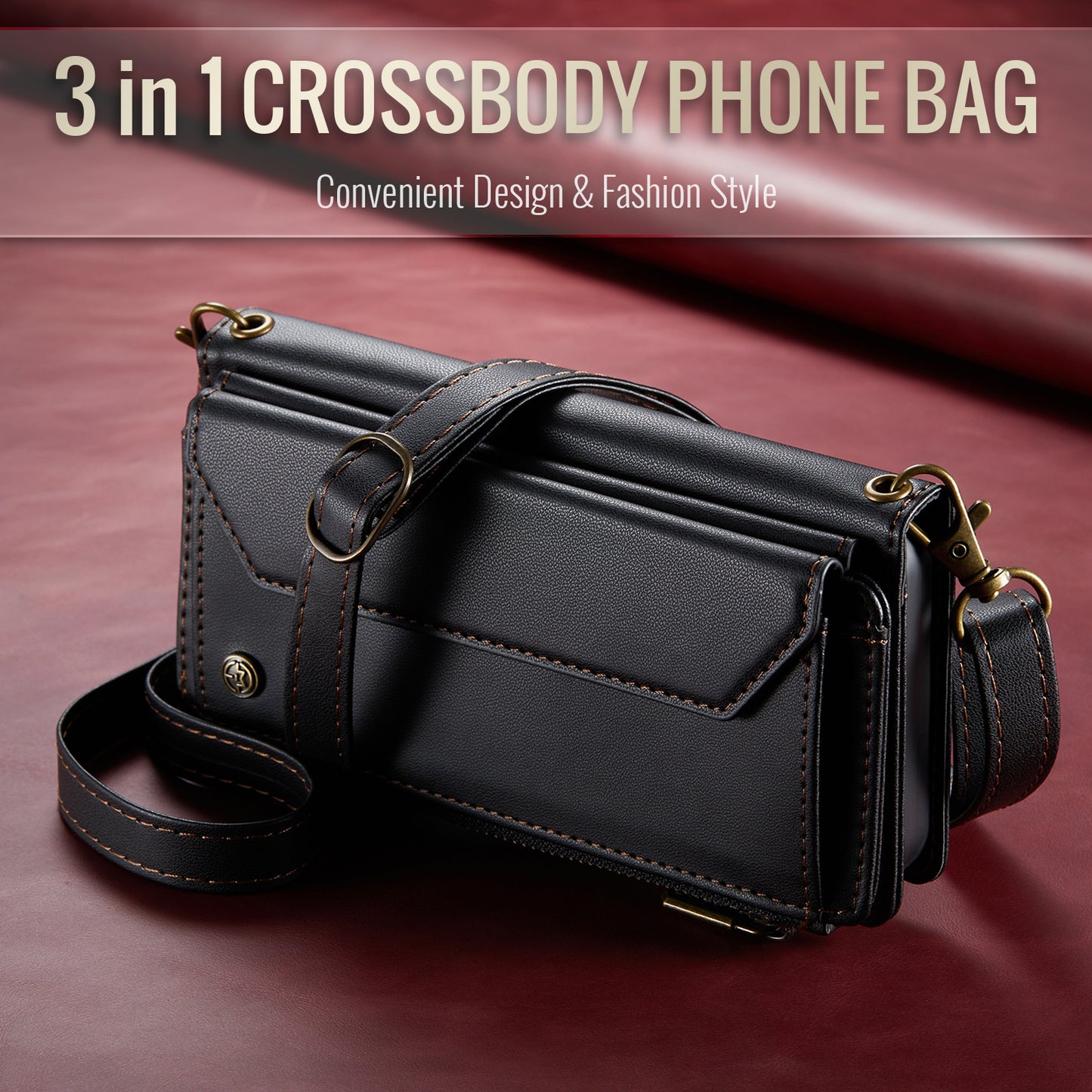 CASEME 3-in-1 Bag Crossbody Galaxy A50s Leather Case