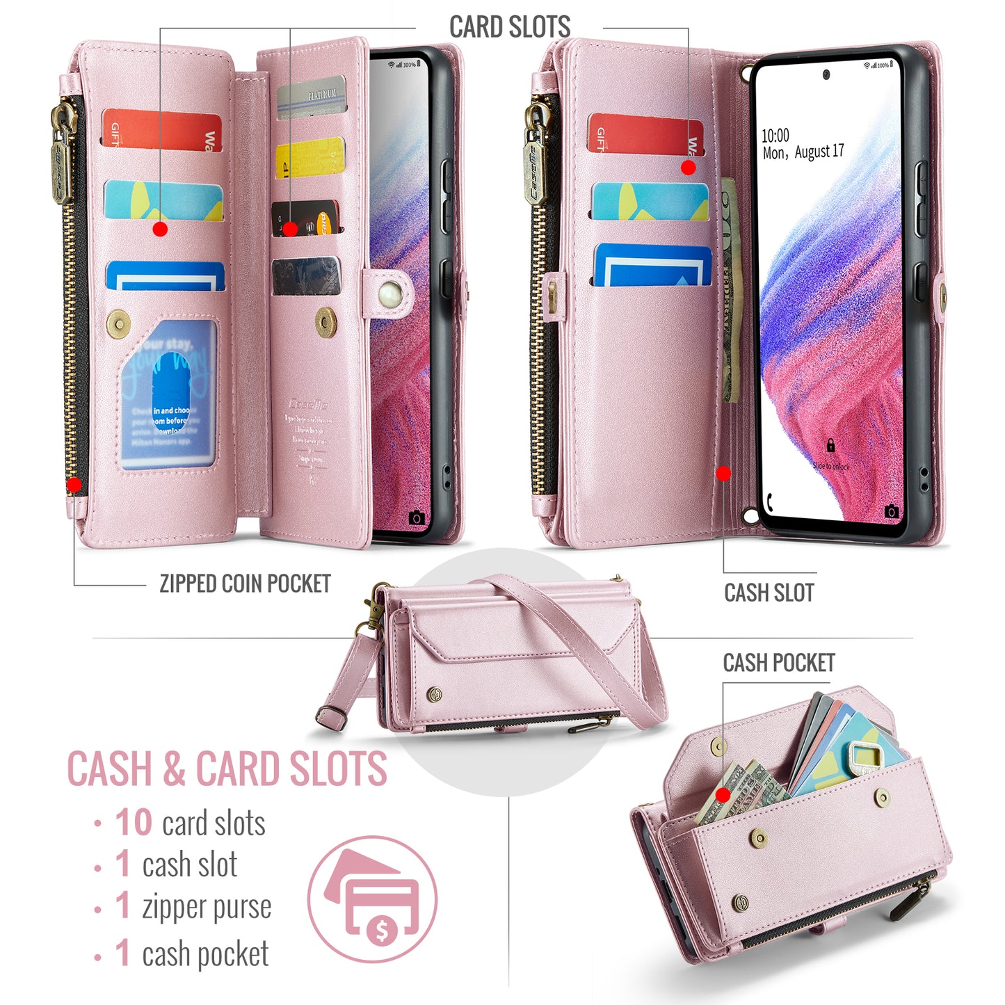 CASEME 3-in-1 Bag Crossbody Galaxy A53 Leather Case