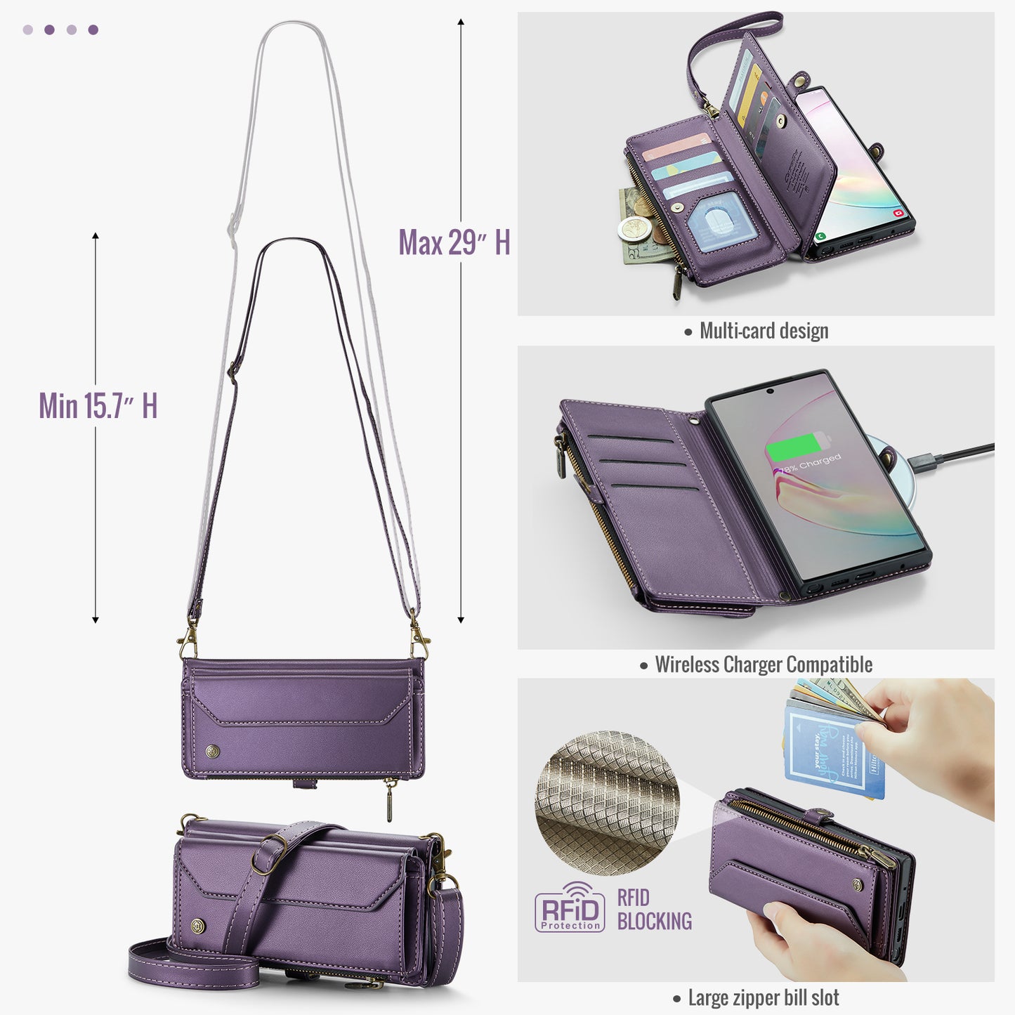 CASEME 3-in-1 Bag Crossbody Galaxy Note10+ Leather Case