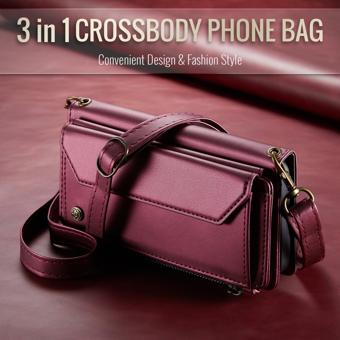 CASEME 3-in-1 Bag Crossbody Galaxy S20 FE Leather Case