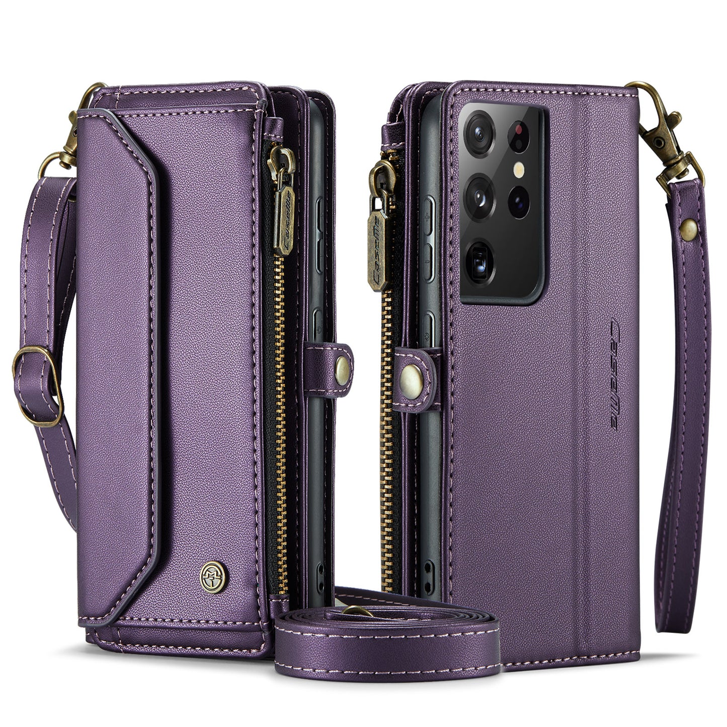 CASEME 3-in-1 Bag Crossbody Galaxy S21 Ultra Leather Case