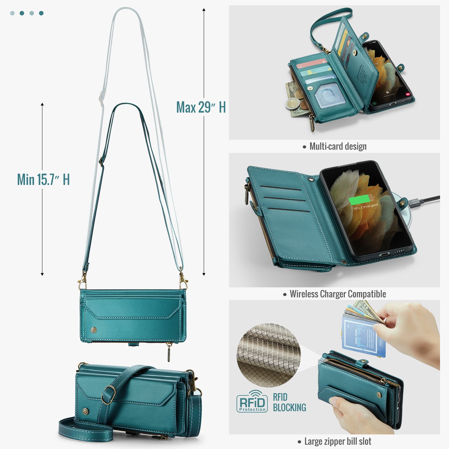 CASEME 3-in-1 Bag Crossbody Galaxy S21 Ultra Leather Case