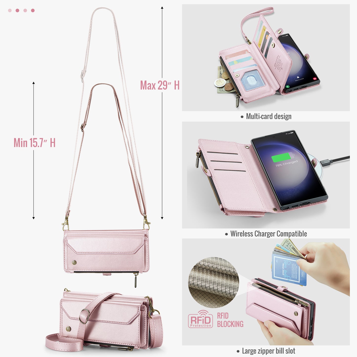 CASEME 3-in-1 Bag Crossbody Galaxy S23 Ultra Leather Case