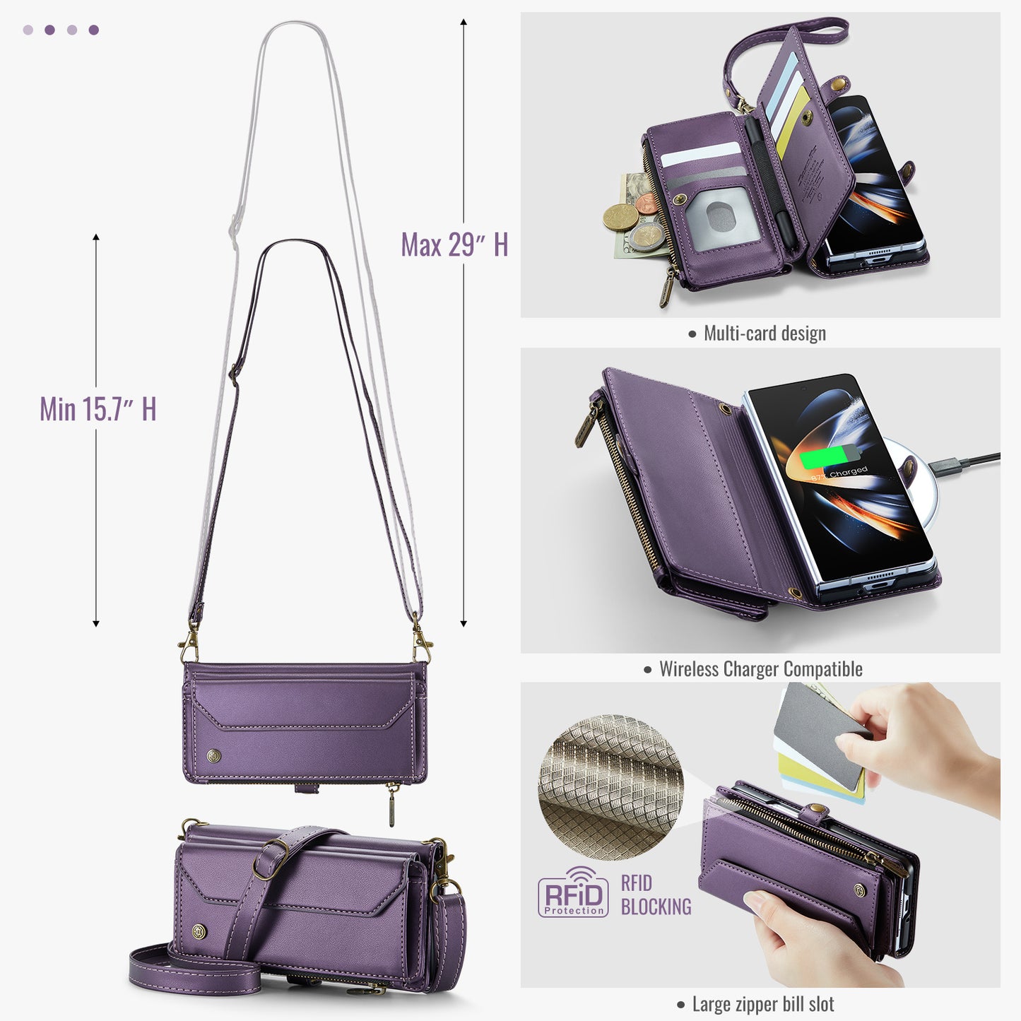 CASEME 3-in-1 Bag Crossbody Galaxy Z Fold4 Leather Case