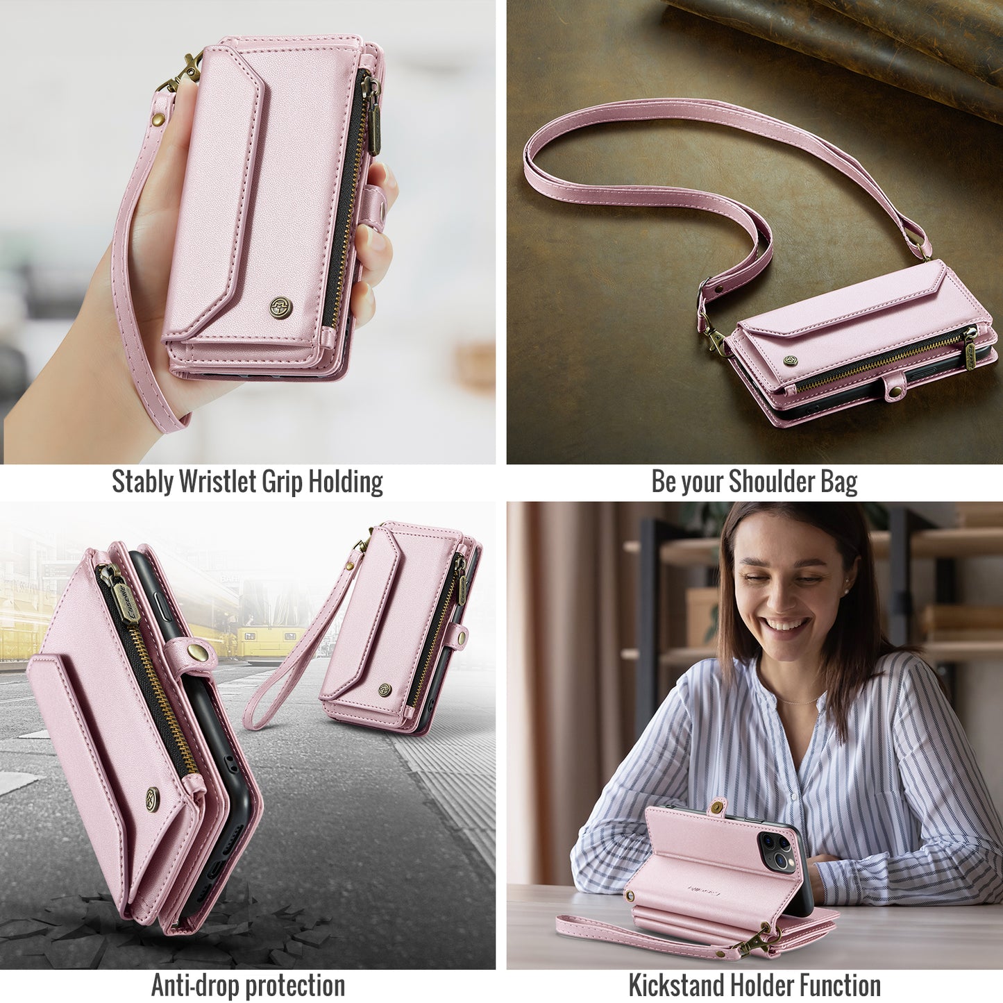 CASEME 3-in-1 Bag Crossbody iPhone 11 Pro Leather Case