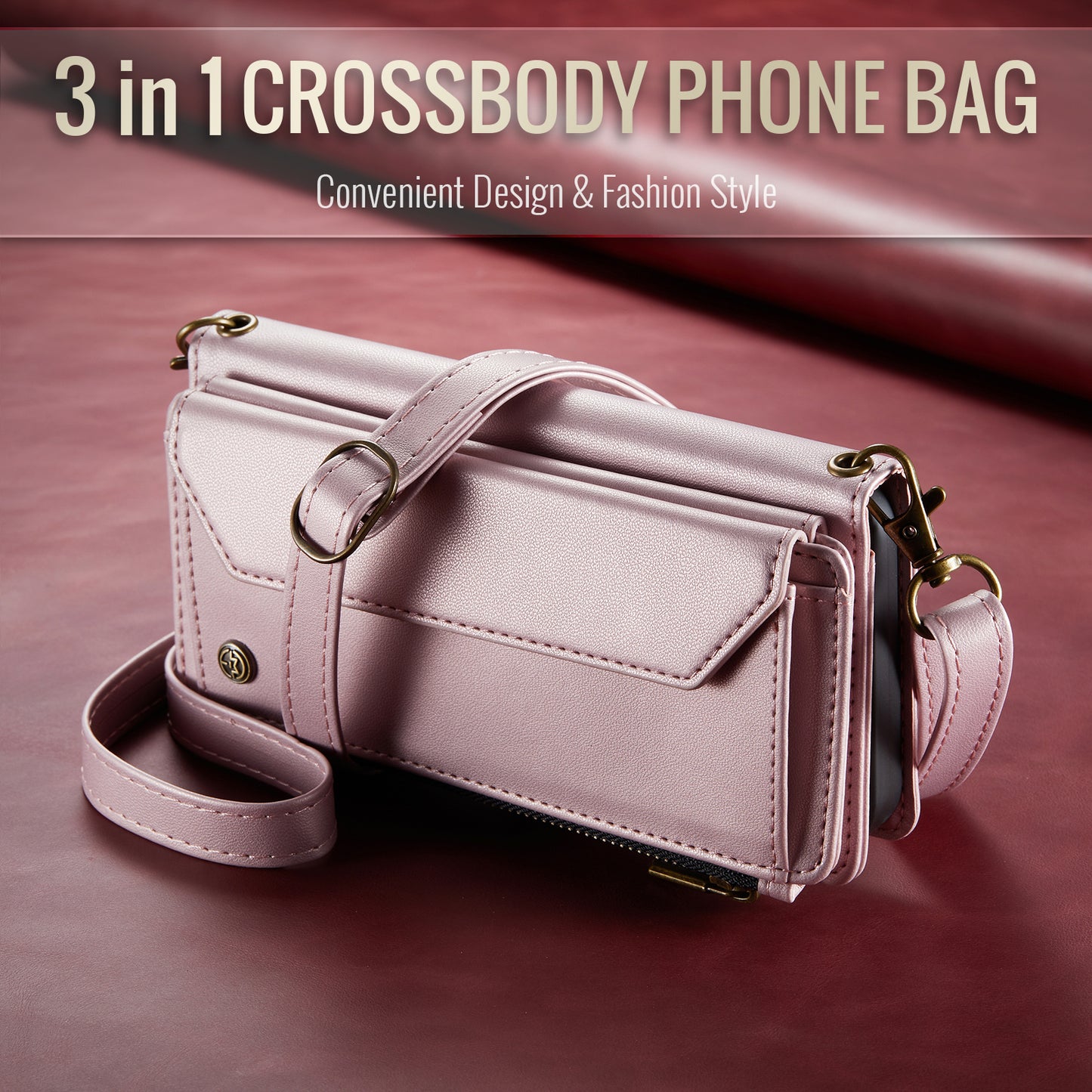 CASEME 3-in-1 Bag Crossbody iPhone 11 Pro Leather Case