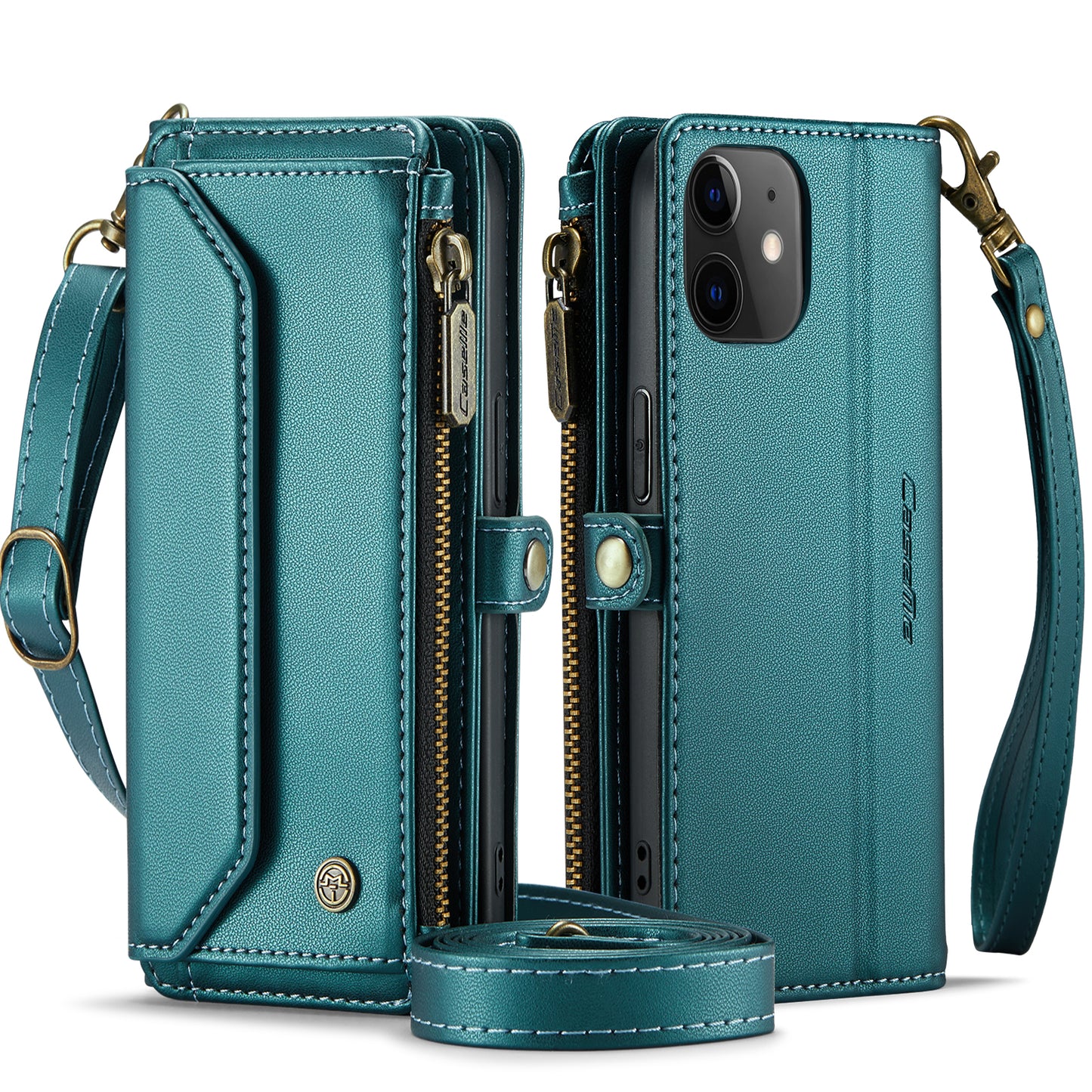 CASEME 3-in-1 Bag Crossbody iPhone 12 Leather Case