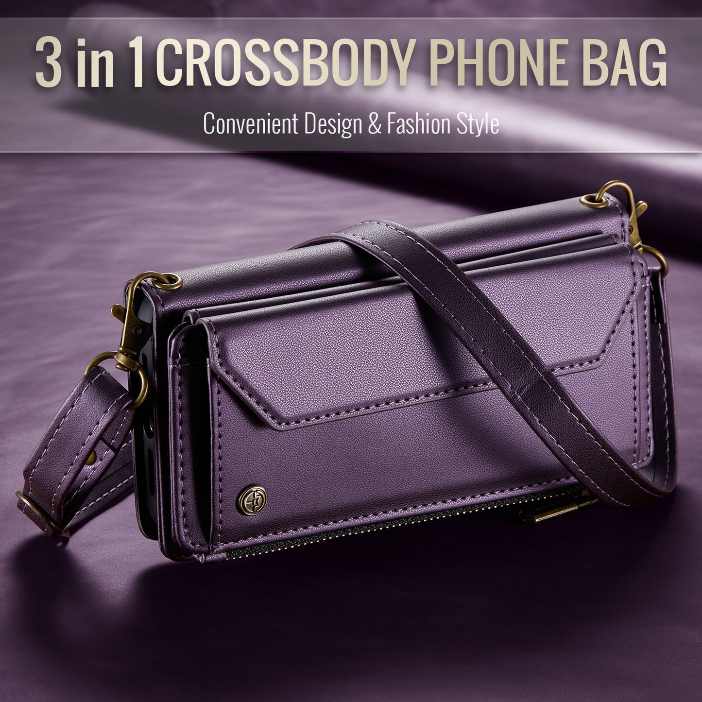 CASEME 3-in-1 Bag Crossbody iPhone 12 Pro Max Leather Case