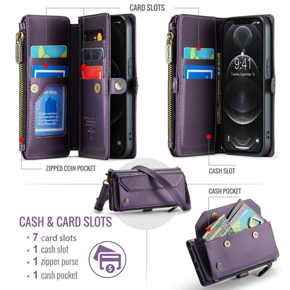 CASEME 3-in-1 Bag Crossbody iPhone 12 Pro Leather Case