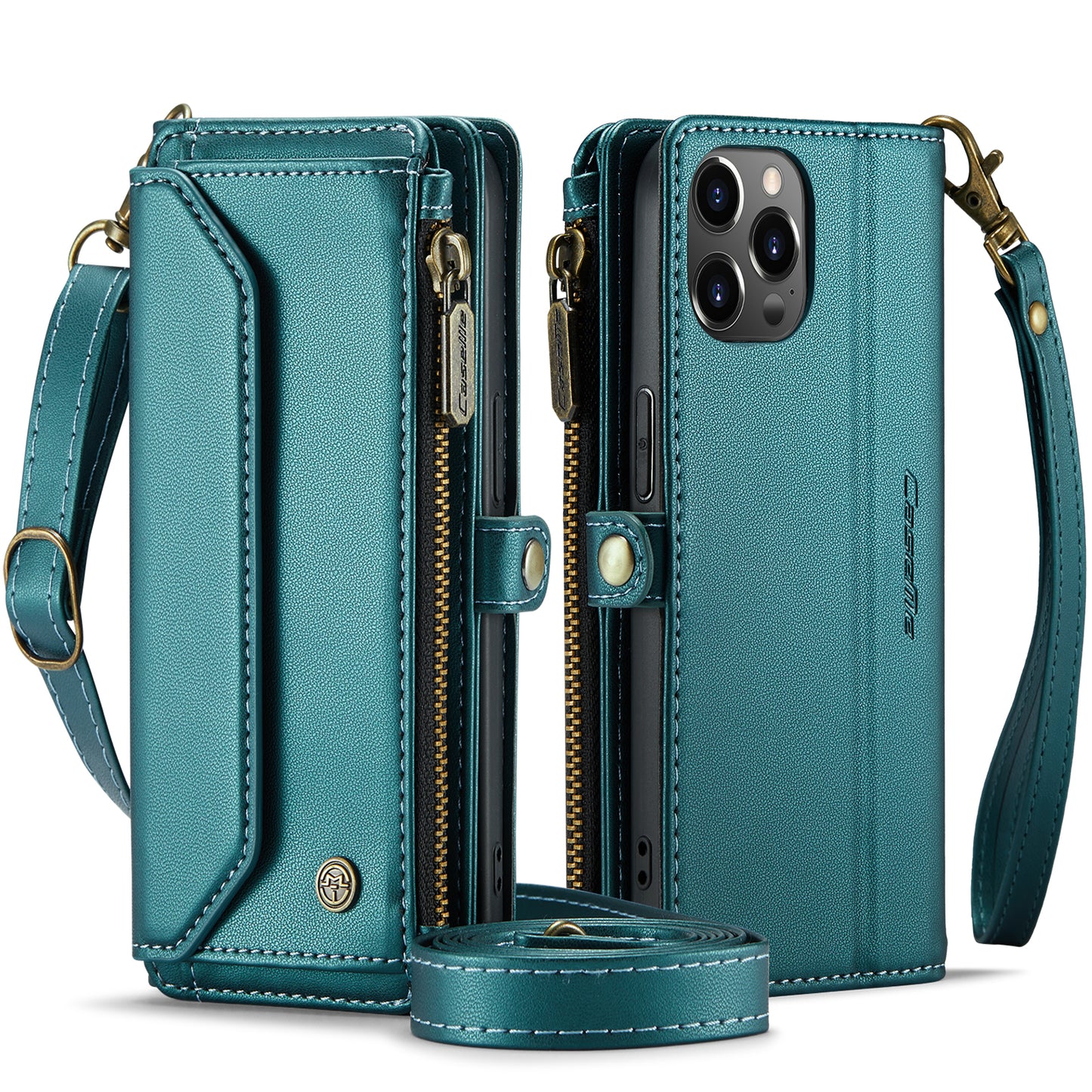 CASEME 3-in-1 Bag Crossbody iPhone 12 Pro Leather Case