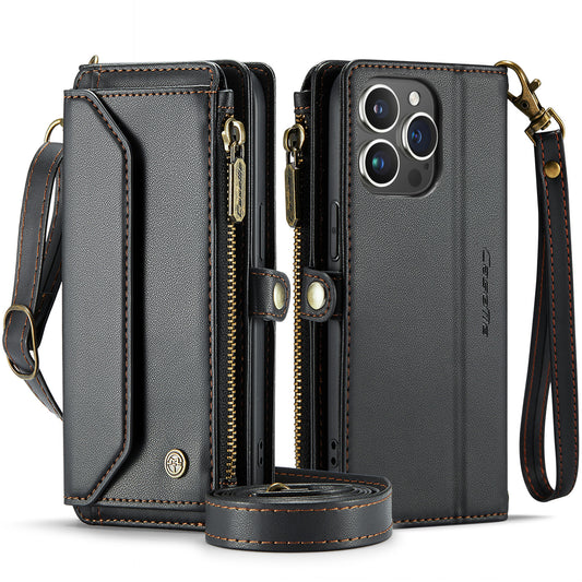 CASEME 3-in-1 Bag Crossbody iPhone 14 Pro Leather Case