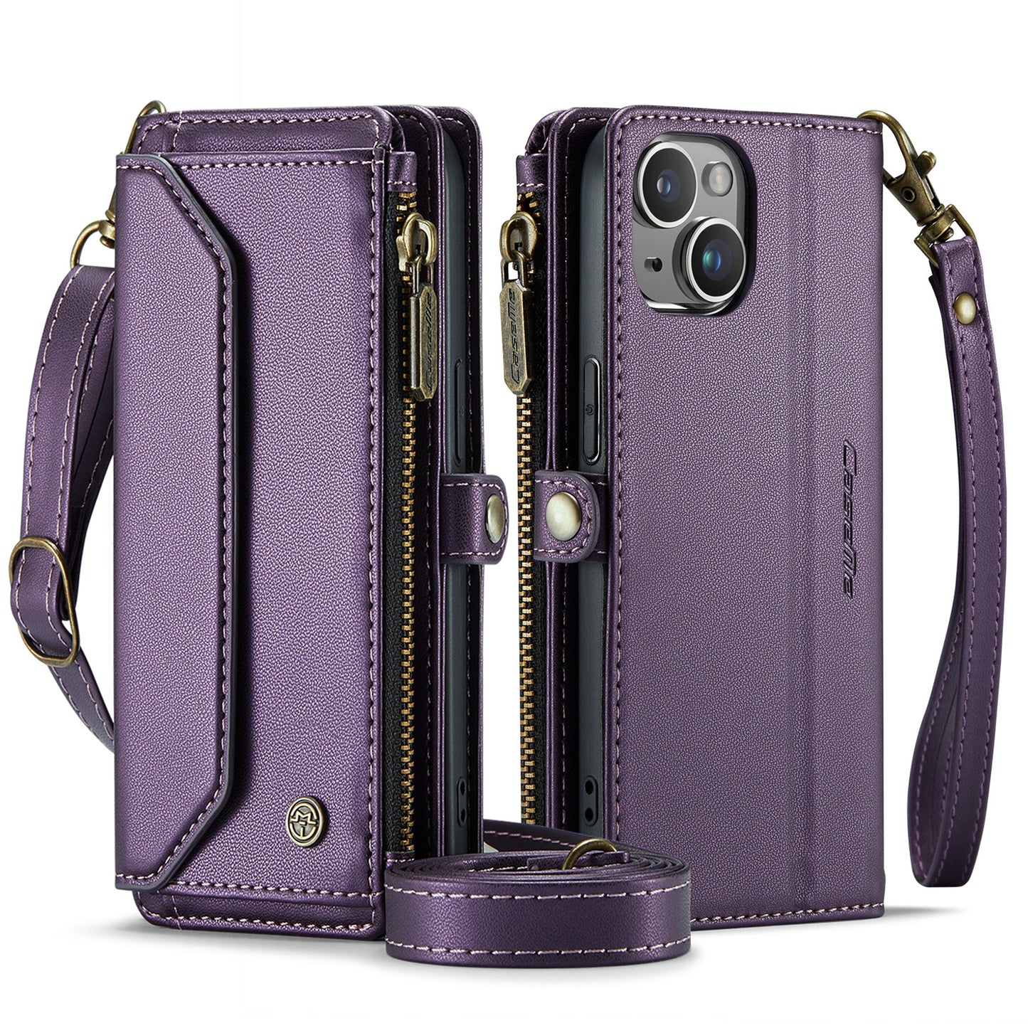 CASEME 3-in-1 Bag Crossbody iPhone 14 Leather Case