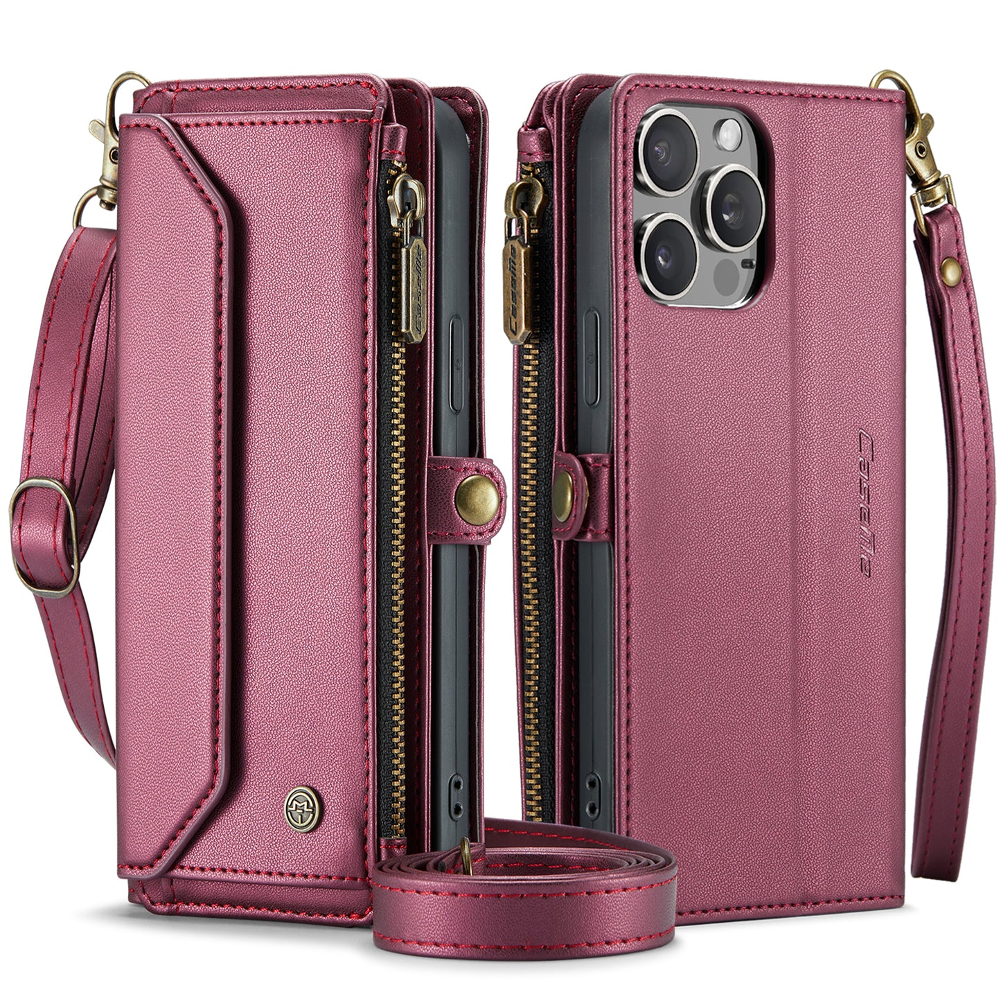 CASEME 3-in-1 Bag Crossbody iPhone 15 Pro Max Leather Case