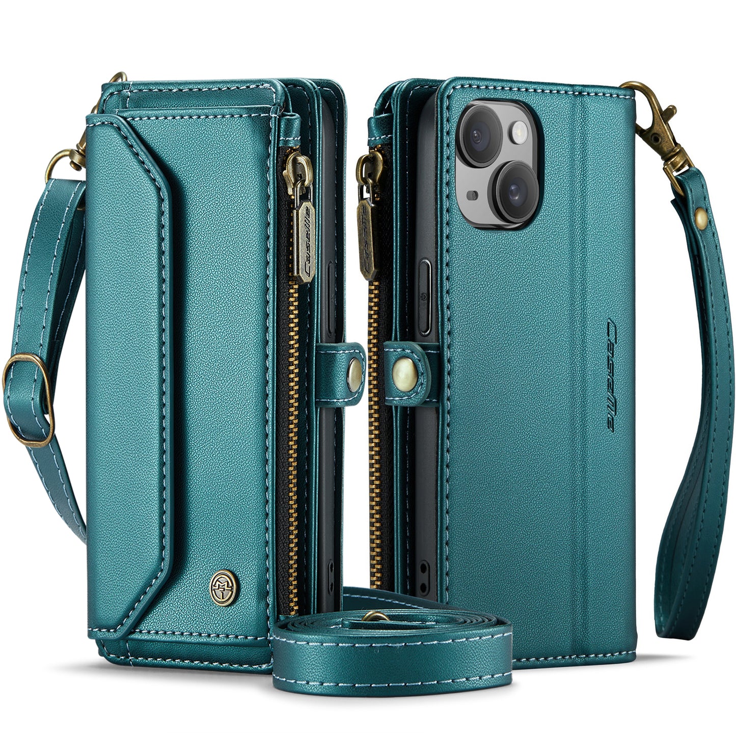 CASEME 3-in-1 Bag Crossbody iPhone 15 Leather Case