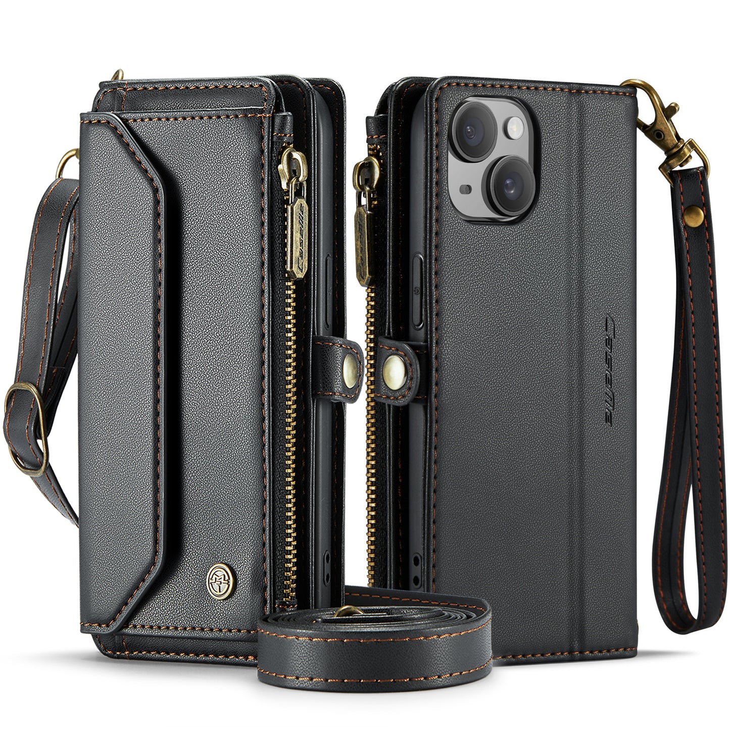 CASEME 3-in-1 Bag Crossbody iPhone 15 Leather Case