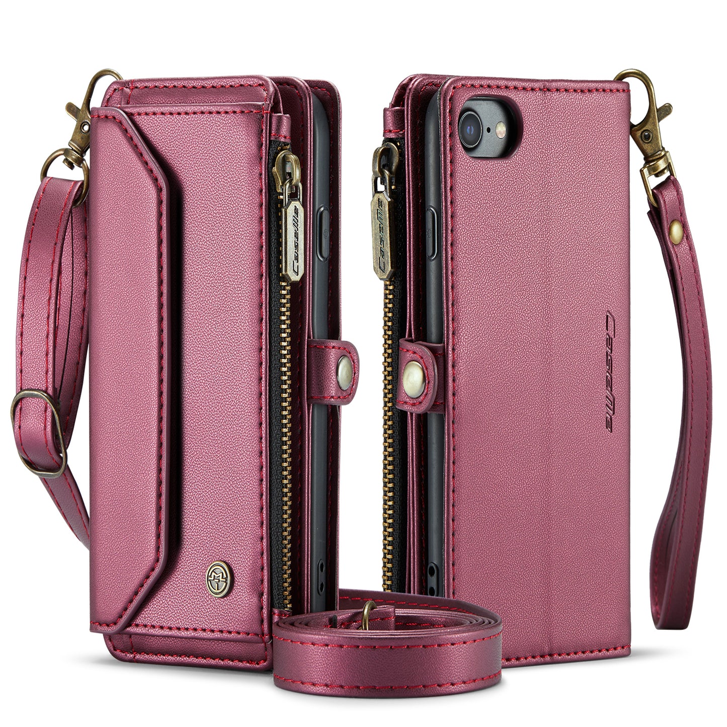 CASEME 3-in-1 Bag Crossbody iPhone 8 Leather Case