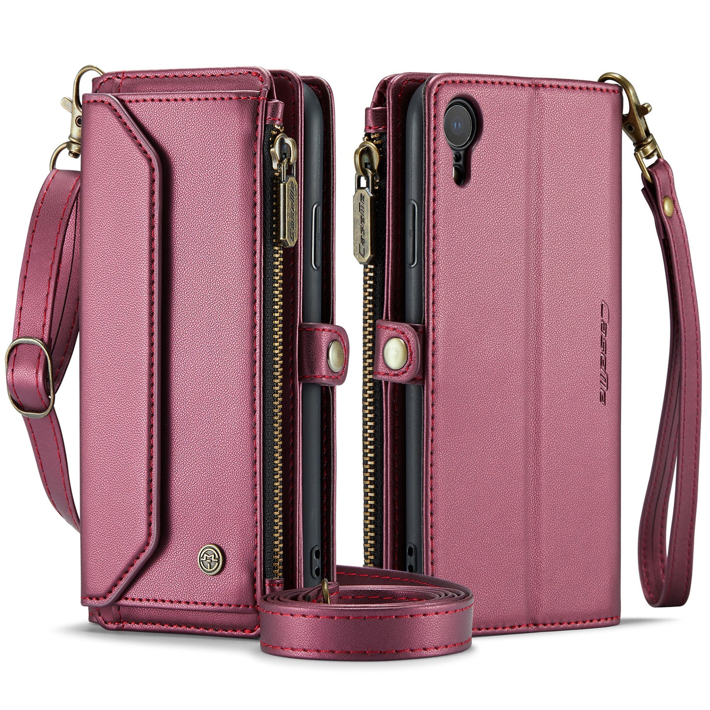 CASEME 3-in-1 Bag Crossbody iPhone XR Leather Case