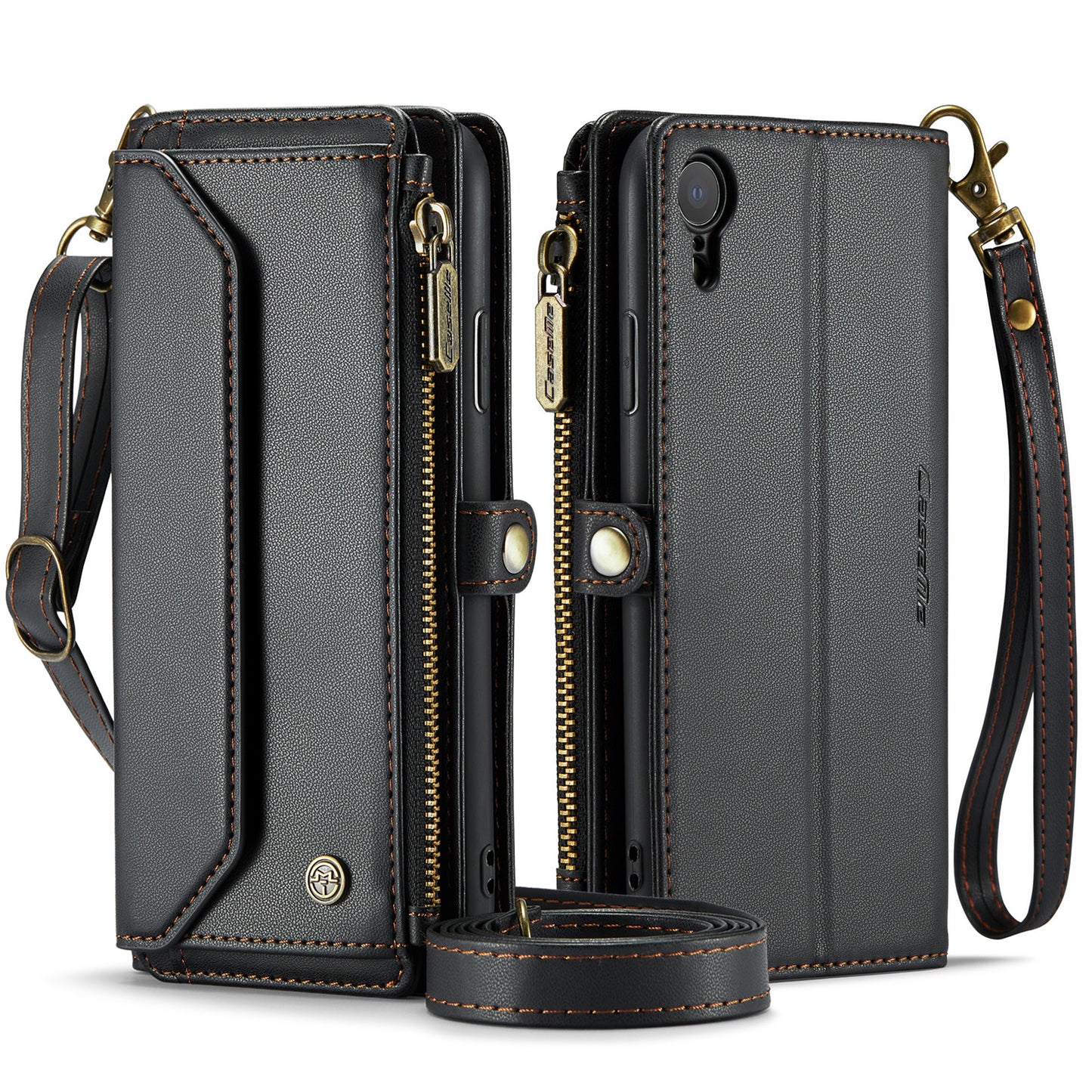 CASEME 3-in-1 Bag Crossbody iPhone XR Leather Case