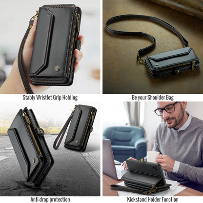 CASEME 3-in-1 Bag Crossbody iPhone XR Leather Case