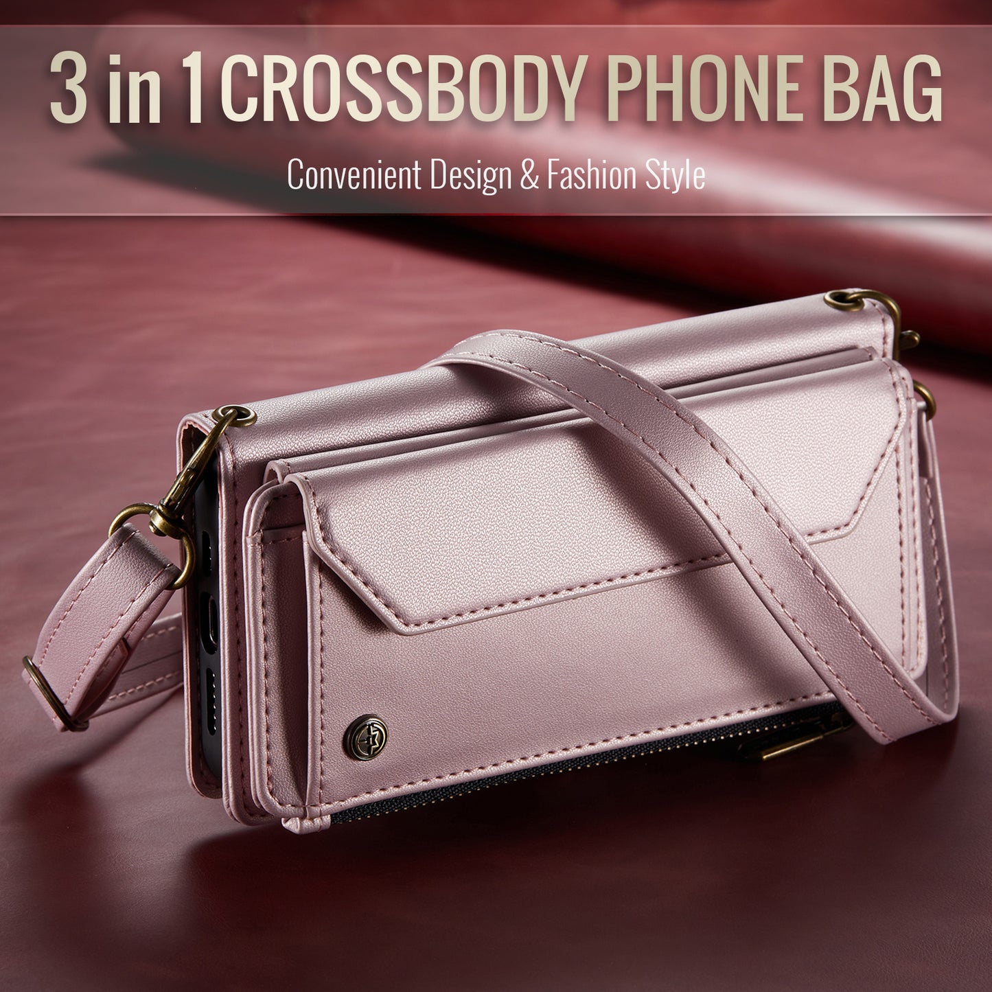 CASEME 3-in-1 Bag Crossbody iPhone Xs Max Leather Case