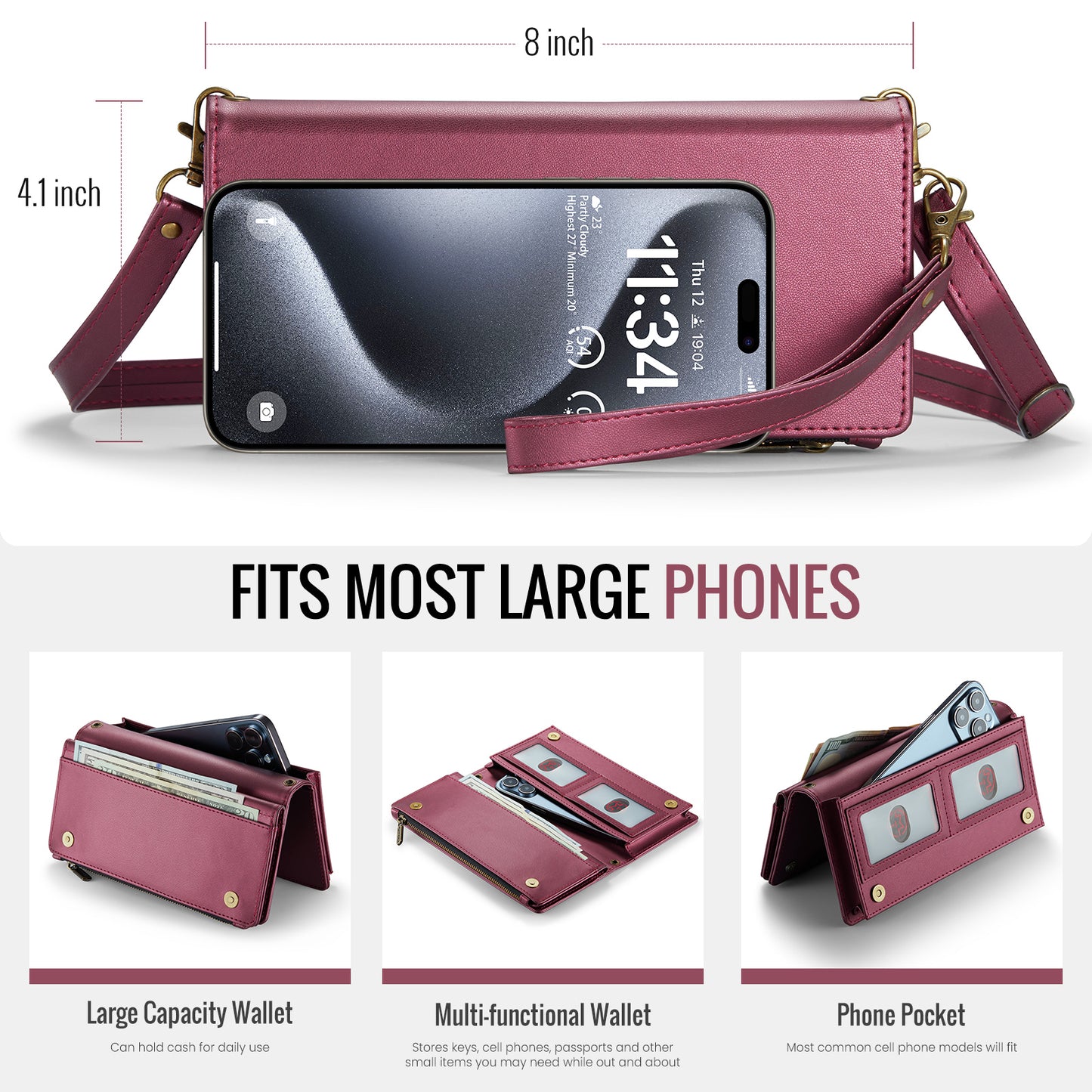 CASEME Diagonal Women's Crossbody Phone Bag Multi-card