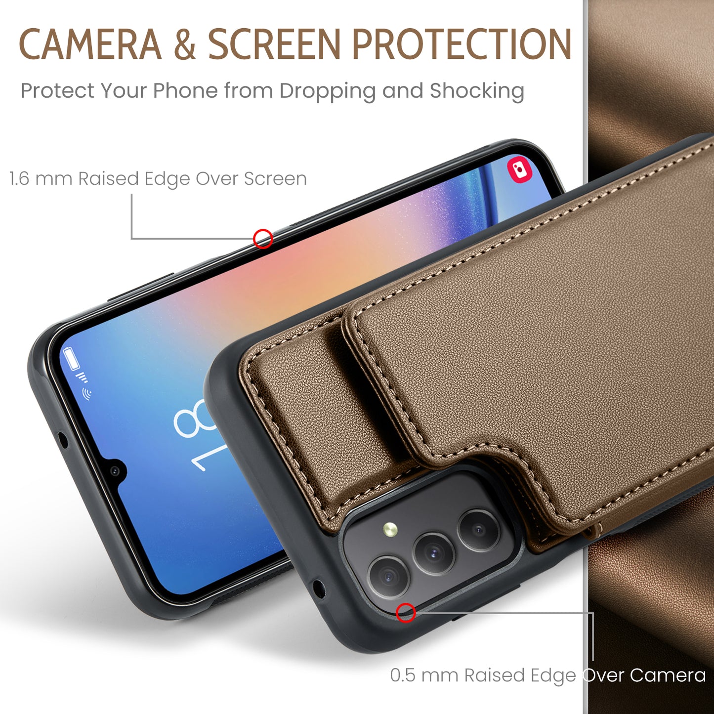 CASEME Sturdy Kickstand Galaxy A34 Leather Case Card Slots