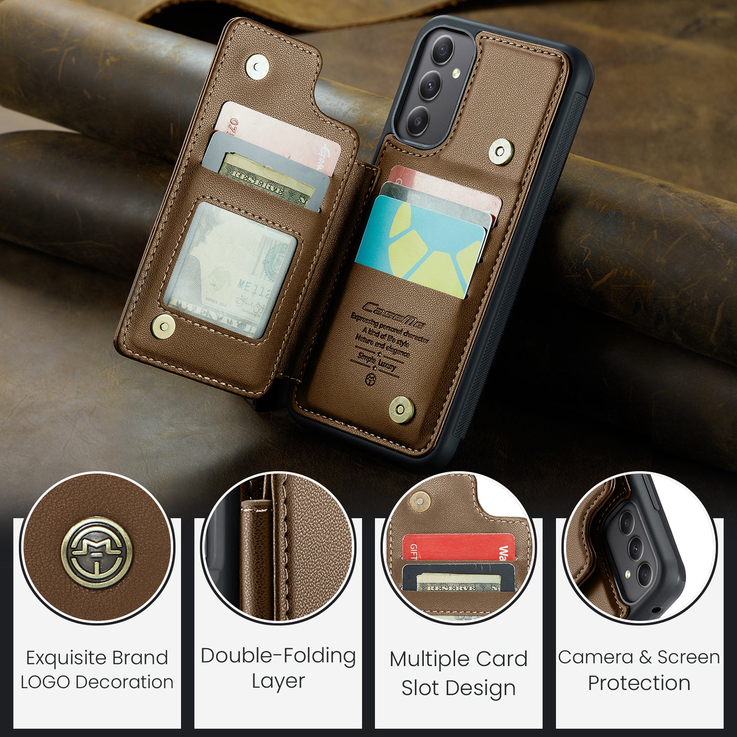 CASEME Sturdy Kickstand Galaxy A34 Leather Case Card Slots