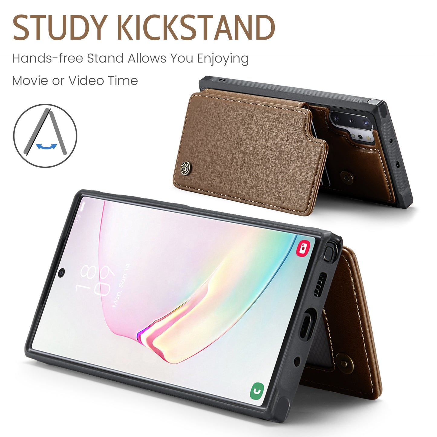 CASEME Sturdy Kickstand Galaxy Note10+ Leather Case Card Slots