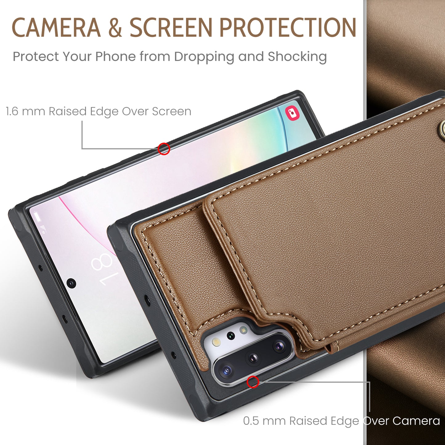 CASEME Sturdy Kickstand Galaxy Note10+ Leather Case Card Slots