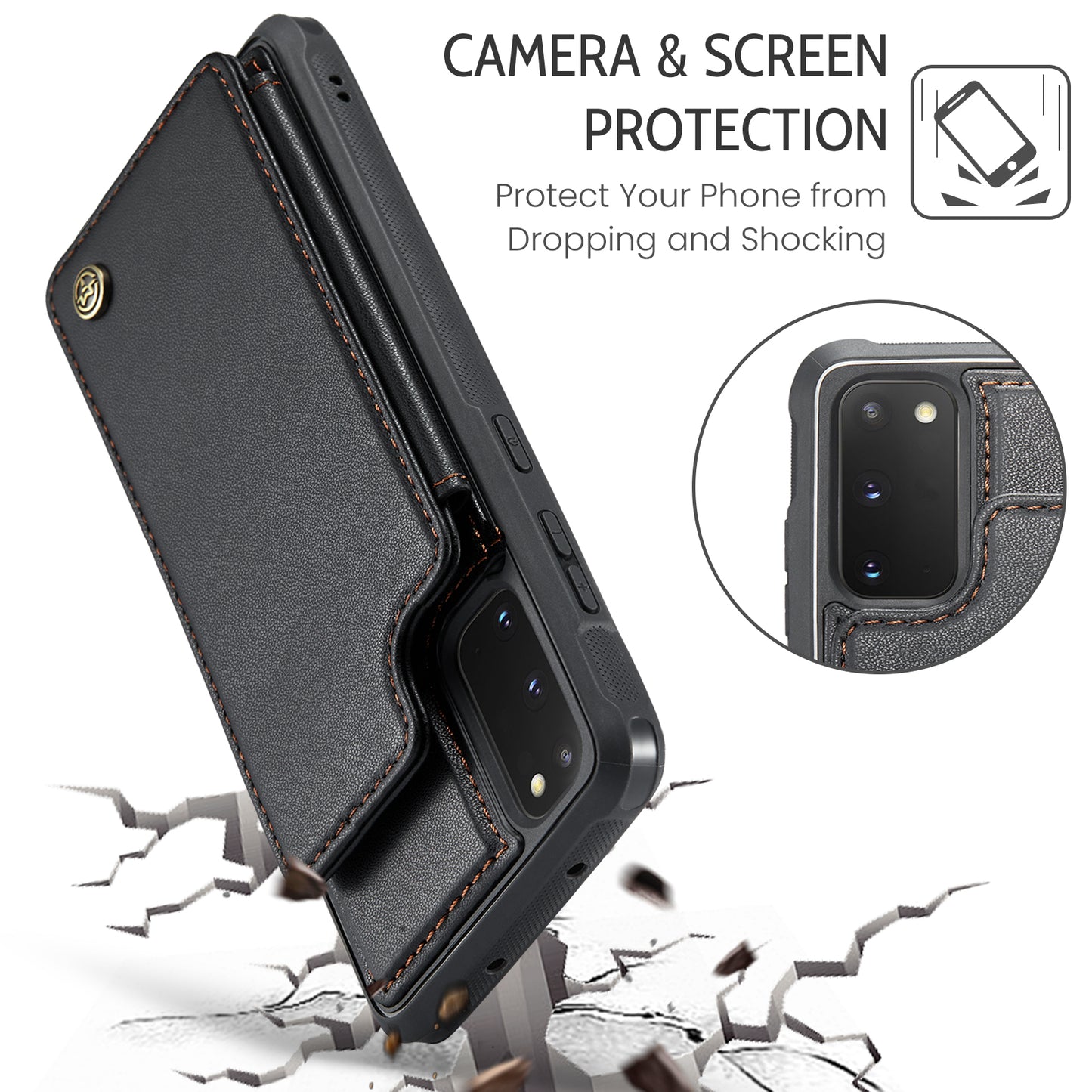 CASEME Sturdy Kickstand Galaxy S20 FE Leather Case Card Slots