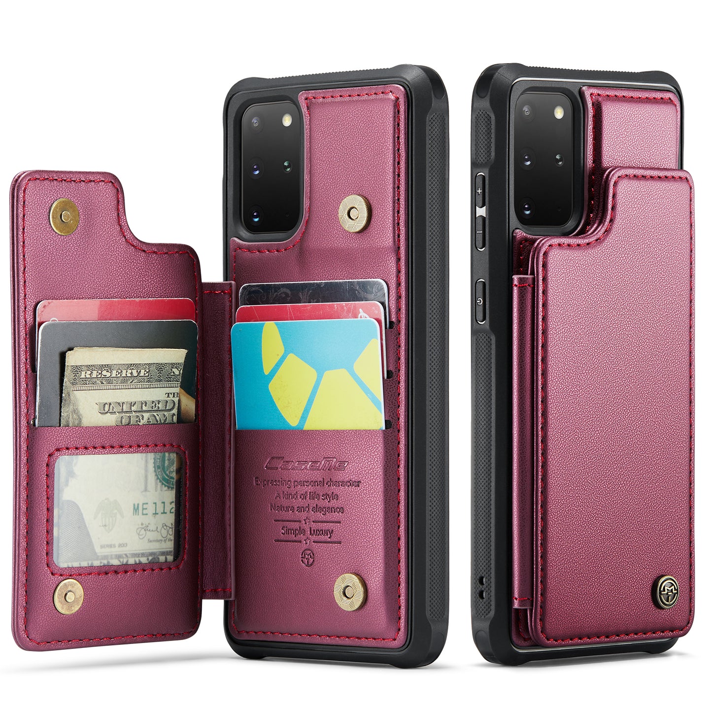 CASEME Sturdy Kickstand Galaxy S20+ Leather Case Card Slots