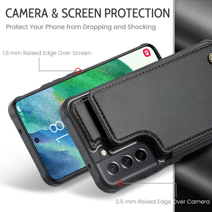 CASEME Sturdy Kickstand Galaxy S21 FE Leather Case Card Slots