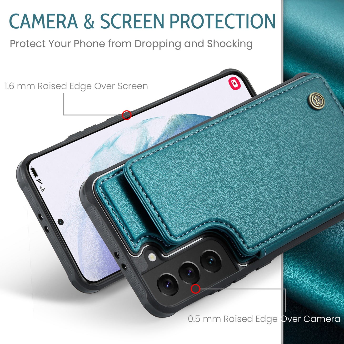 CASEME Sturdy Kickstand Galaxy S21 Leather Case Card Slots